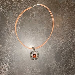 Silpada brown leather necklace with pendant